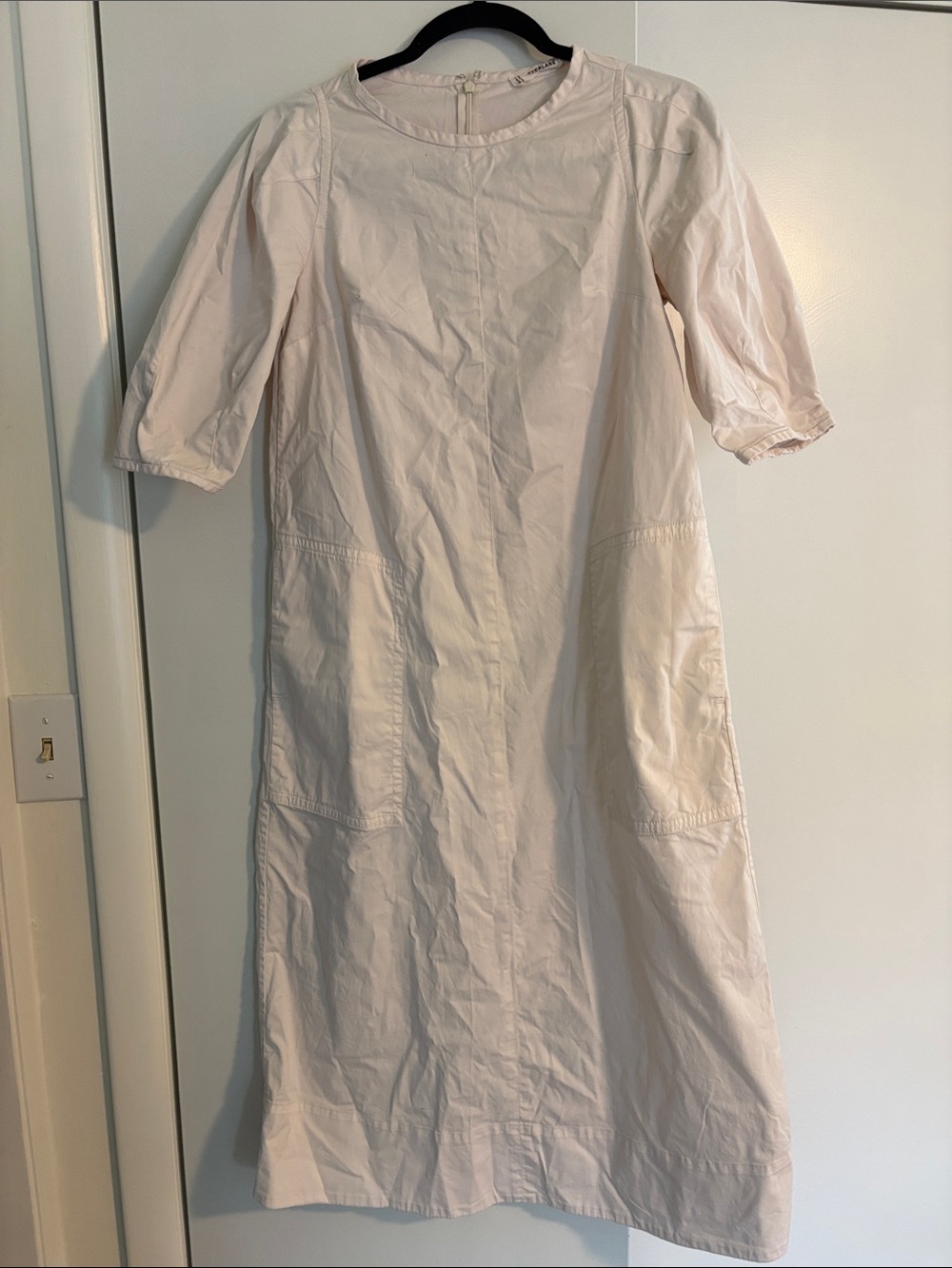 Women's Cream Short-Sleeve Shift Dress